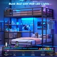 thumbnail image 1 of Bunk Bed Twin XL Over Twin Size with Desk L-Shaped Metal Bunk Bed with Led Lights & Charging Station, Twin Loft Bed Frame with 5 Storage Drawers & Safety Guardrail & Ladder, Black, 1 of 10