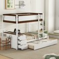 thumbnail image 1 of Bunk Bed with Twin size Trundle, Storage and Desk for Boys/Girls/Teens Bedroom, Low Wood Bed Frame with Safety Guardrail, No Box Spring Needed with Trundle, 1 of 9
