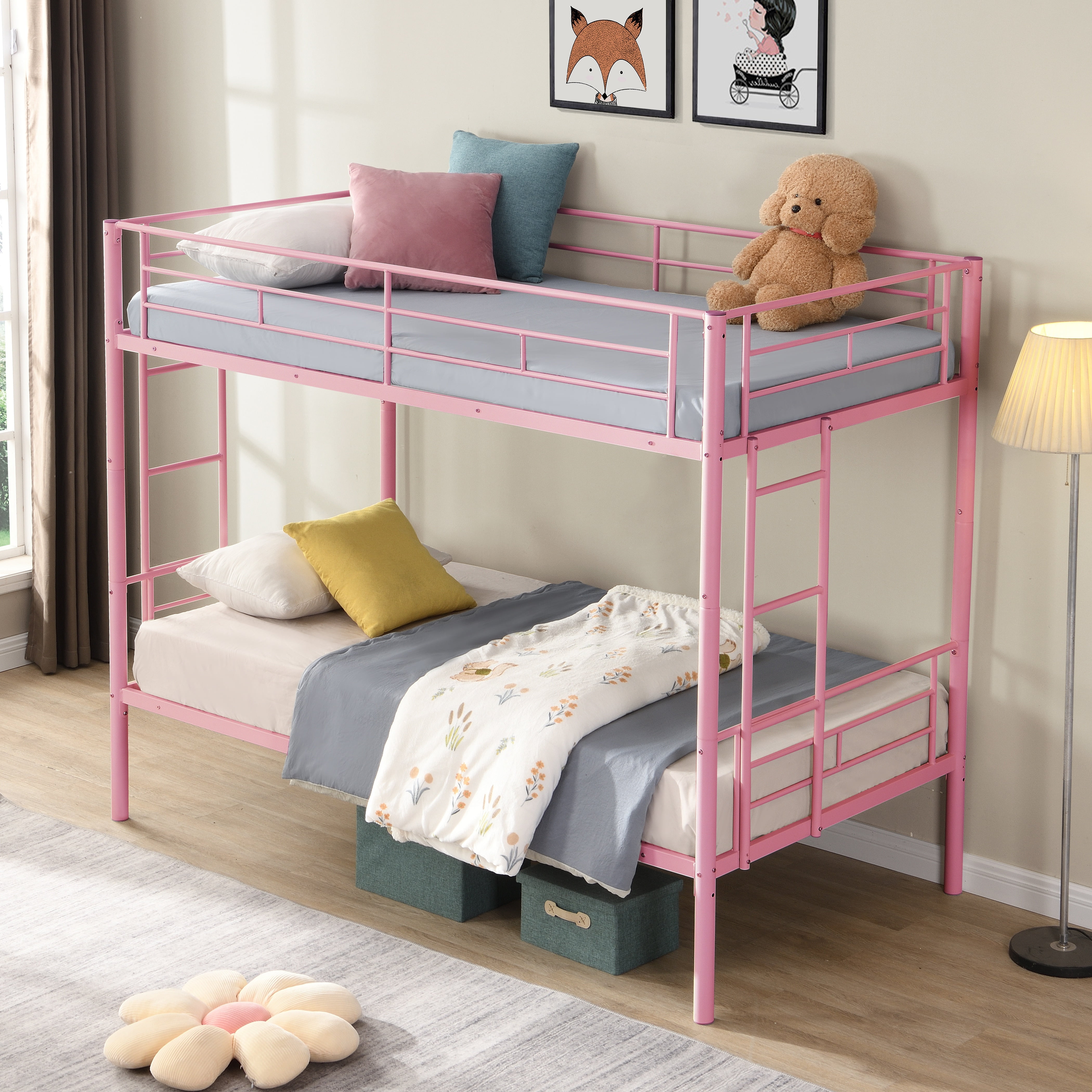 Seizeen Twin Bunk Bed for Kids, Heavy-Duty Metal Frame, 400LBS