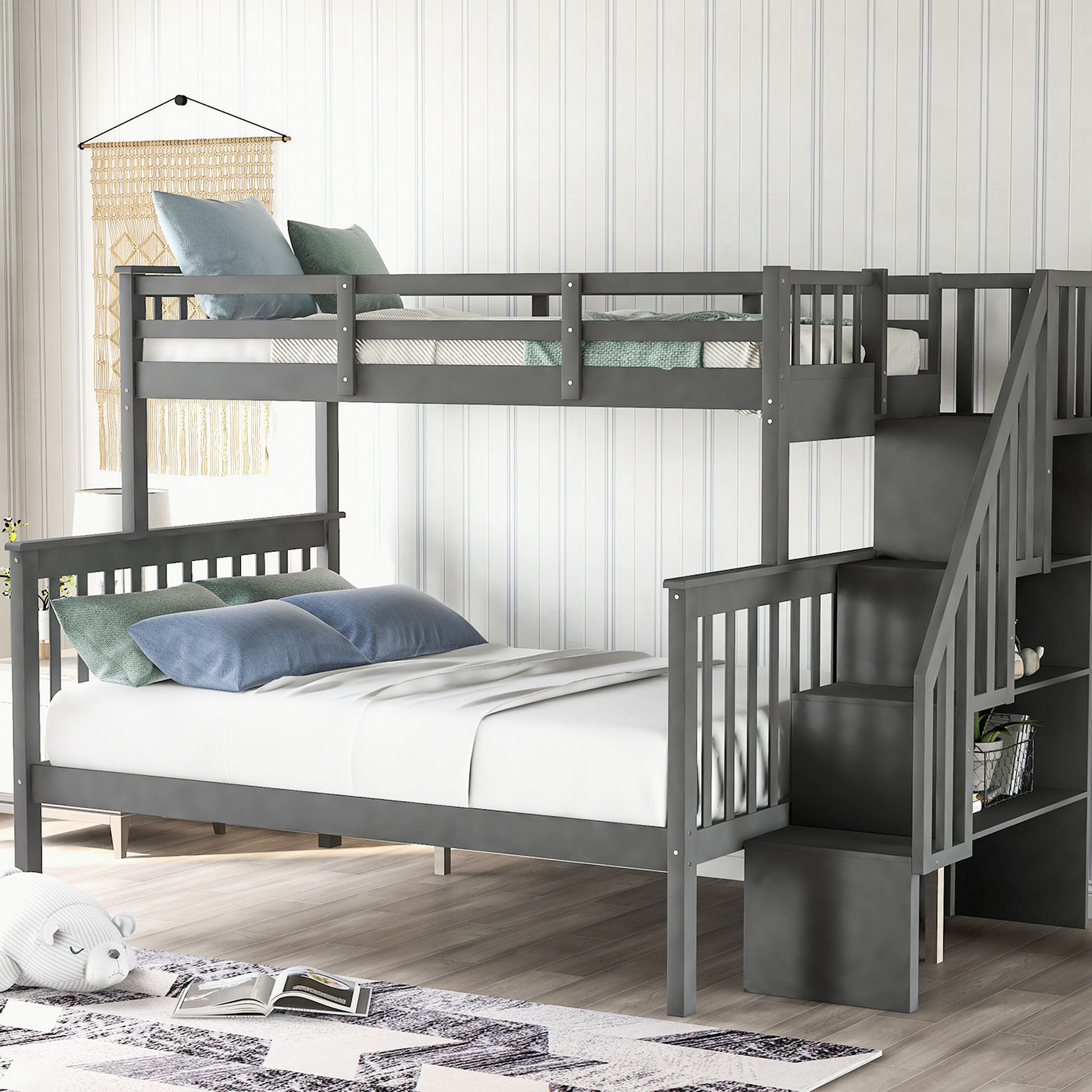 Bunk Bed with Stairs | Versatile Sleeping Arrangement | Solid Wood