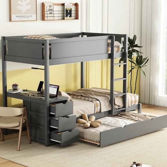 Bunk Bed with USB Outlets and Trundle - Meet Family's Charging Needs