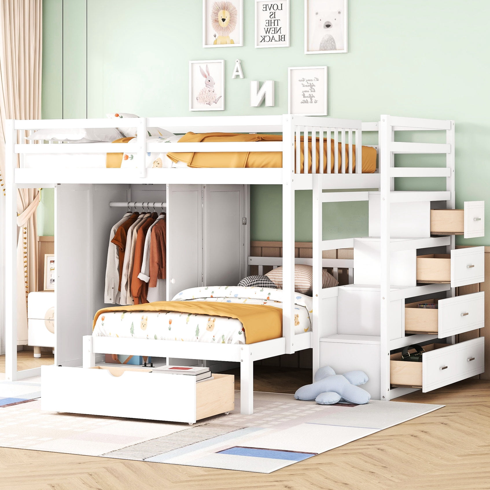 Bunk Bed with Wardrobe and Drawers | For Growing Families | Saves Space ...