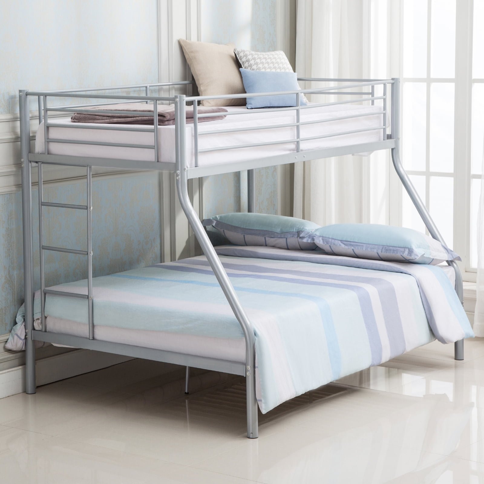 Bunk Beds Frame Metal Twin over Full Ladder Kids Teens Adult Dorm