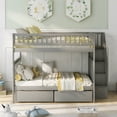 thumbnail image 1 of Bunk Beds Full Over Full with 2 Drawers Solid Wood Full Bunk Beds with Drawers and Stairway Full Length Guardrail, No Box Spring Needed, 1 of 7