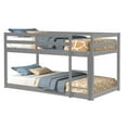 thumbnail image 1 of Bunk Beds with Trundle, Modern Heavy-Duty Solid Wood Bunk Bunk Bed, Twin Over Twin Loft Bed with Stairs and Guard Rail, Solid Wood Convertible Bunk Bed Frame, Wooden Trundle Bed Frame, SS1360, 1 of 9