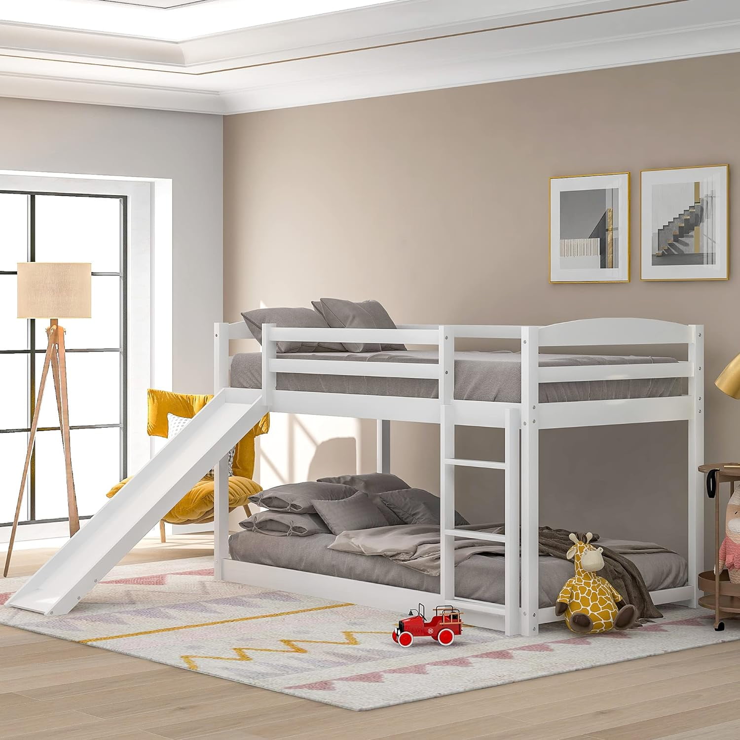 Bunk Beds With Slide For Kids, Low Profile Bunk Beds With BuiltIn