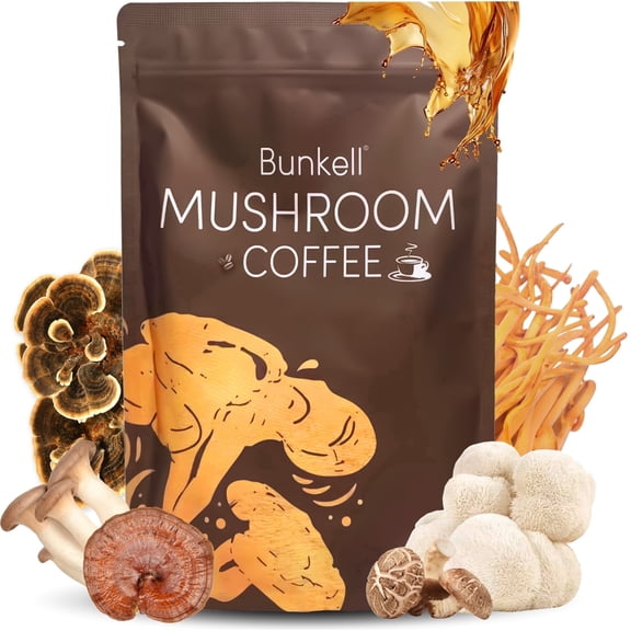 Bunkell Mushroom Coffee Blend, 45 Servings, 2000mg Mushroom Complex, Regular Caffeine