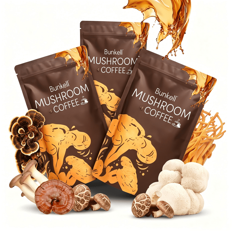 Bunkell Mushroom Coffee Blend, 45 Servings, 2000mg Mushroom Complex, Regular Caffeine