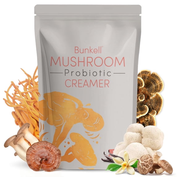 Bunkell Mushroom Creamer, Adaptogenic 6 Mushrooms, Probiotics Creamer for Energy, 210g, 30 Servings