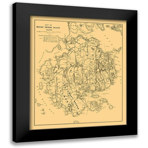 Bunker 15x18 Black Modern Framed Museum Art Print Titled - Mount Desert Island Maine - Bunker 1911
