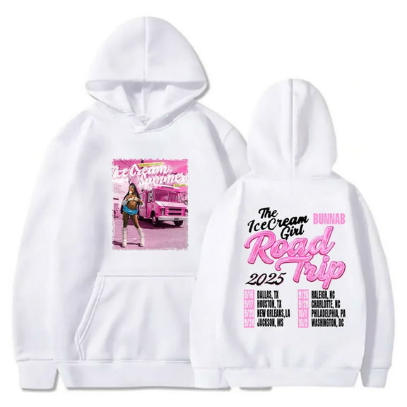 BunnaB The Ice Cream Girl Road Trip Hoodies HipHop Streetwear Women Men Long Sleeve Sweatshirts