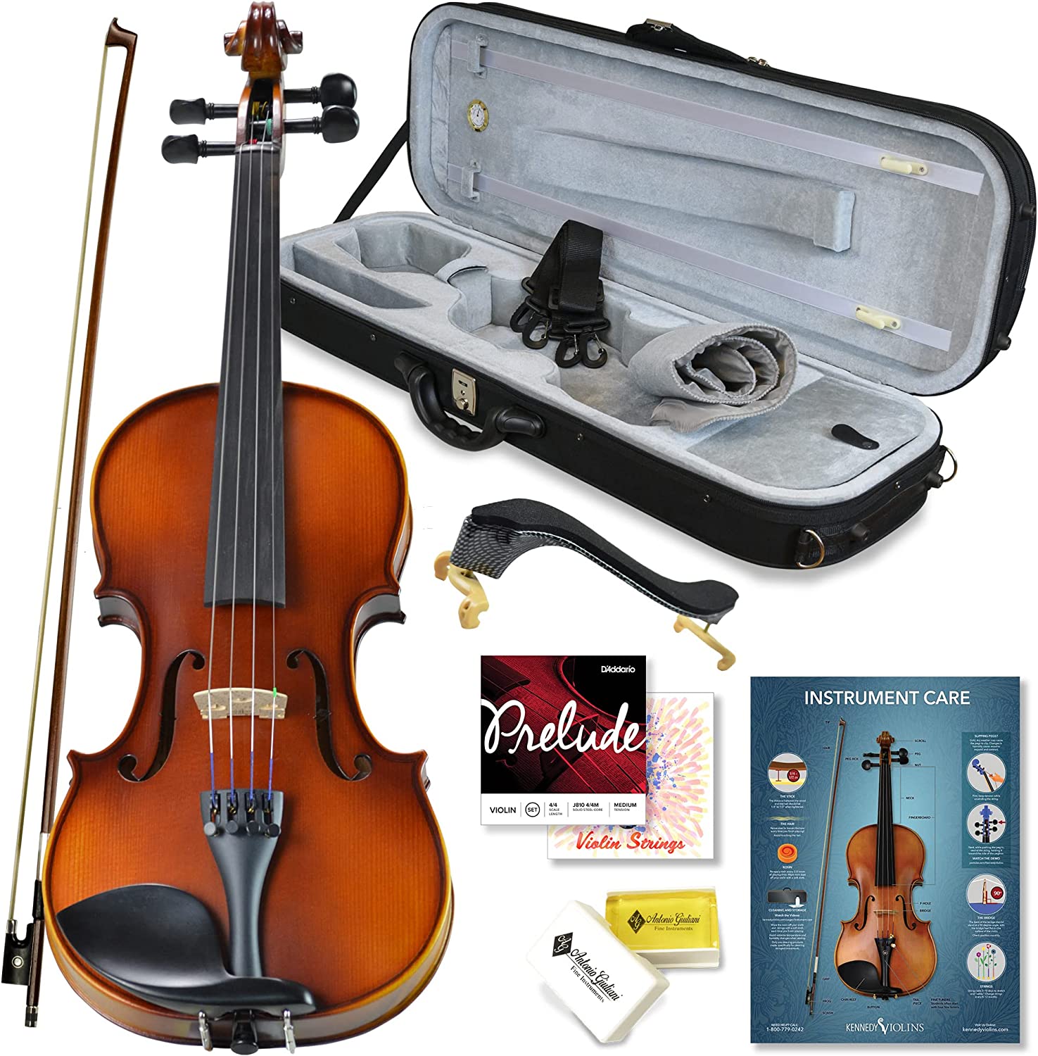Bunnel Pupil Violin Outfit 4/4 Full Size By Kennedy Violins Carrying