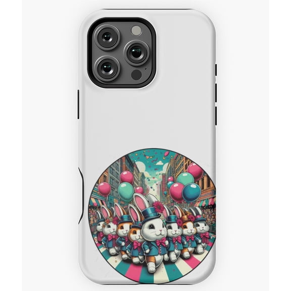 Bunnies Balloon Parade Easter Funny Phone Case for iPhone 16 15 14 13 12 11 Pro Max