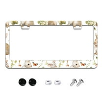 Bunnies Carrots and Butterflies License Plate Frames for Women Men Car Plate Holder Cover Metal Tag Aluminum Car Accessories Front Rear Plate Decor