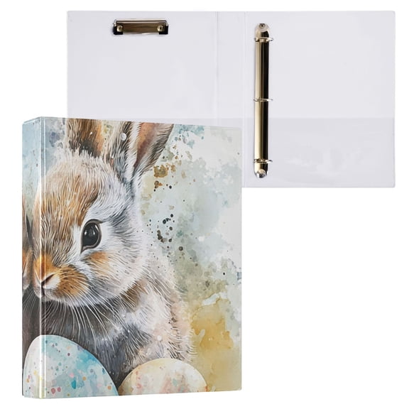 Bunnies Easter Eggs 3 Ring Binders 1.5 inch Hardcover File Folders with Interior Pockets A4 Size Organizer for School Office Hospital Set of 2