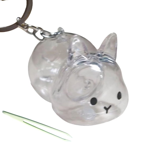 Bunnies Shape Pet Furs Collector Display Case Decorative Keyring Rabbits Hair Storage Pendant For Key Bags Collars