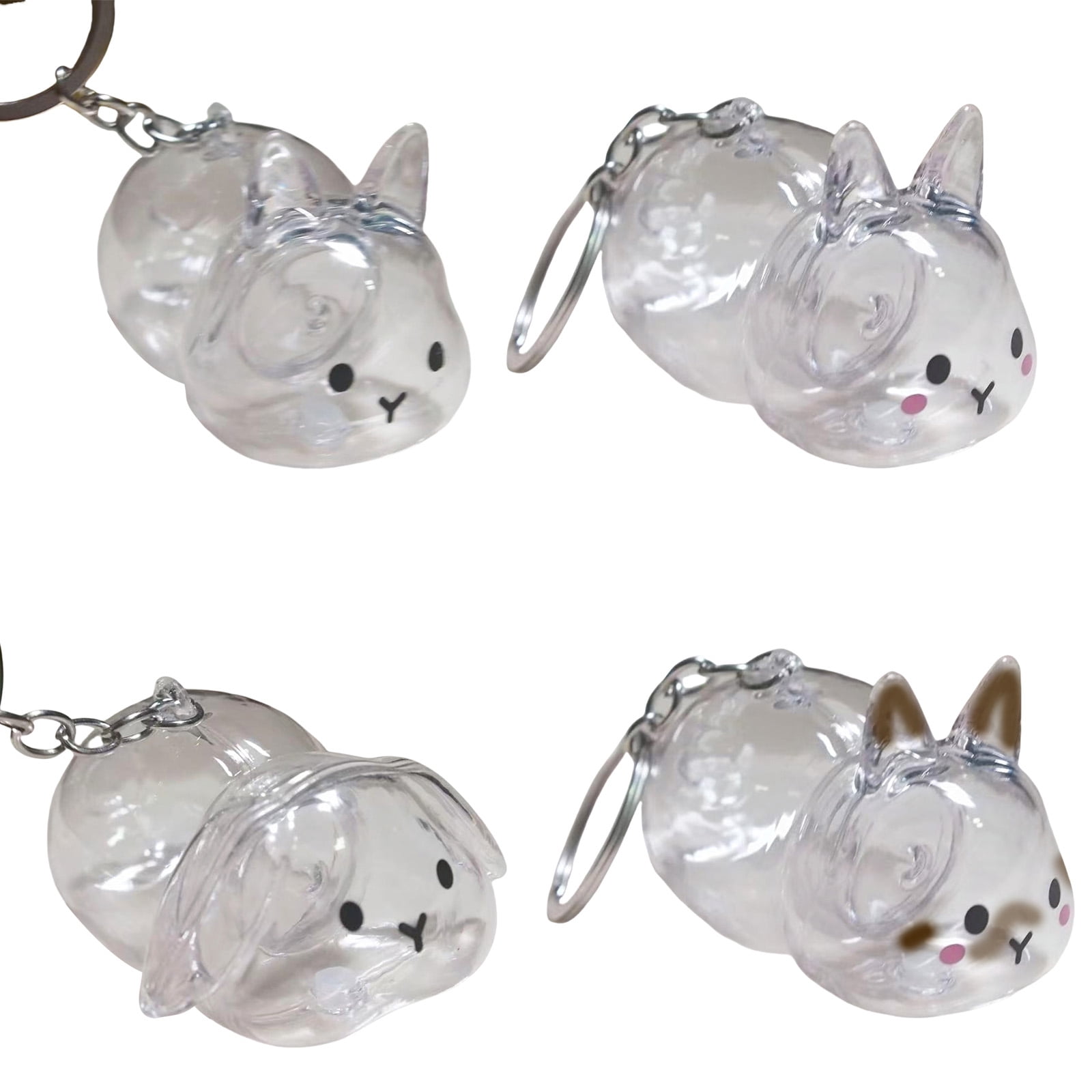 Plastic RabbitsHair Collector Keychain Pendant Clear Bunnies Furs ...