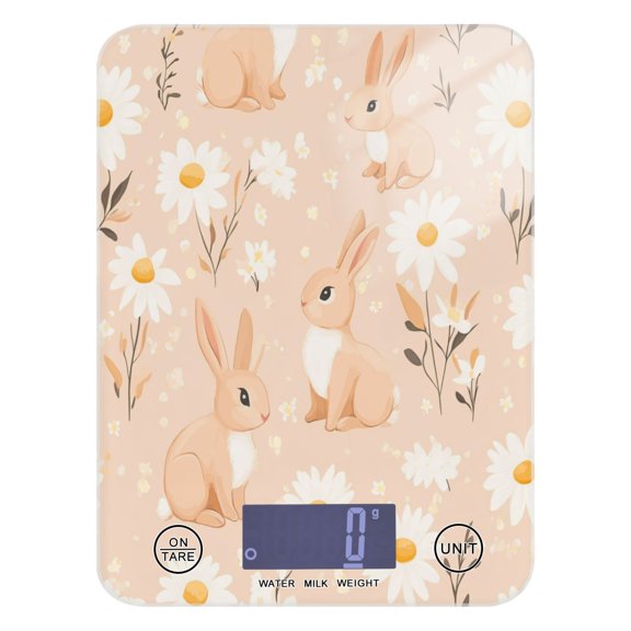 Bunnies and Daisies Pattern Food Scale Digital Kitchen Scale Waterproof Grams Ounces lbs for For Baking and Cooking