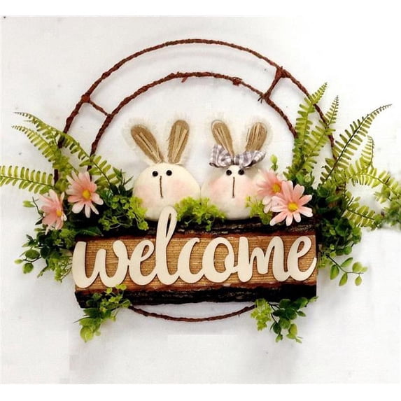 Bunnies in a Welcome Wreath