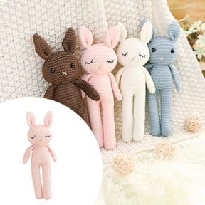 Bunny 100% Organic Cotton Hypoallergenic Stuffed Animals Friend for Play Cuddle and Sleep Handmade Knitted Crochet Amigurumi Great Gift Toy for Kids (Cotton Candy)