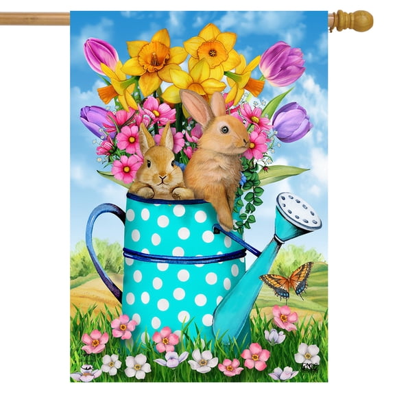 Briarwood Lane Bunny And Watering Can Spring House Flag