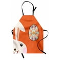 thumbnail image 1 of Bunny Apron, Simplistic Doodle Rabbit with Floral Ornamental Eastern Egg on Carrots, Unisex Kitchen Bib with Adjustable Neck for Cooking Gardening, Adult Size, Burnt Sienna Multicolor, by Ambesonne, 1 of 4