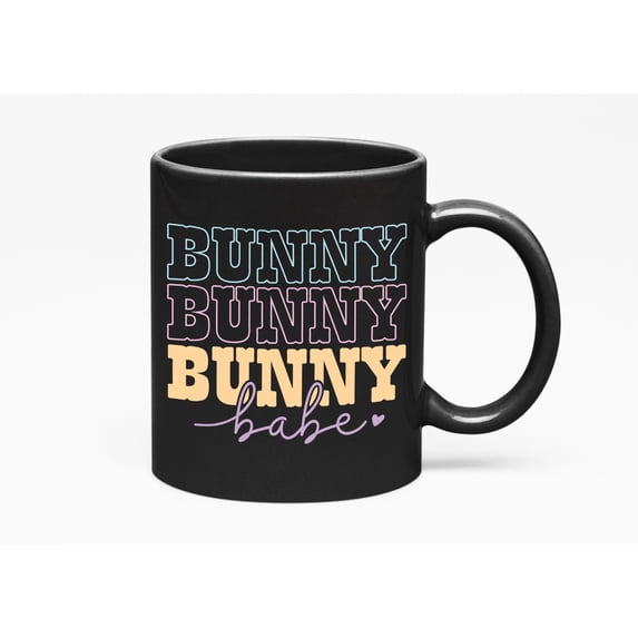 Bunny Babe, Easter Day Rabbit Merch Gift, Black 11oz Ceramic Mug
