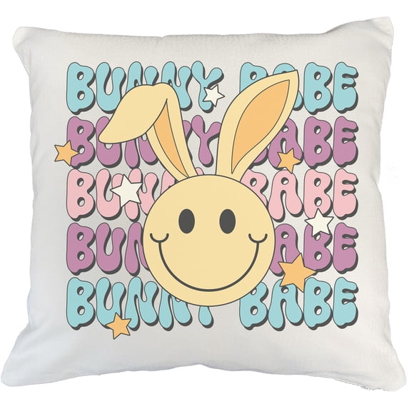 Bunny Babe, Retro Easter Sunday Rabbit Art Favor, Souvenir or Merch Gift, White Pillow Case 20X20 IN