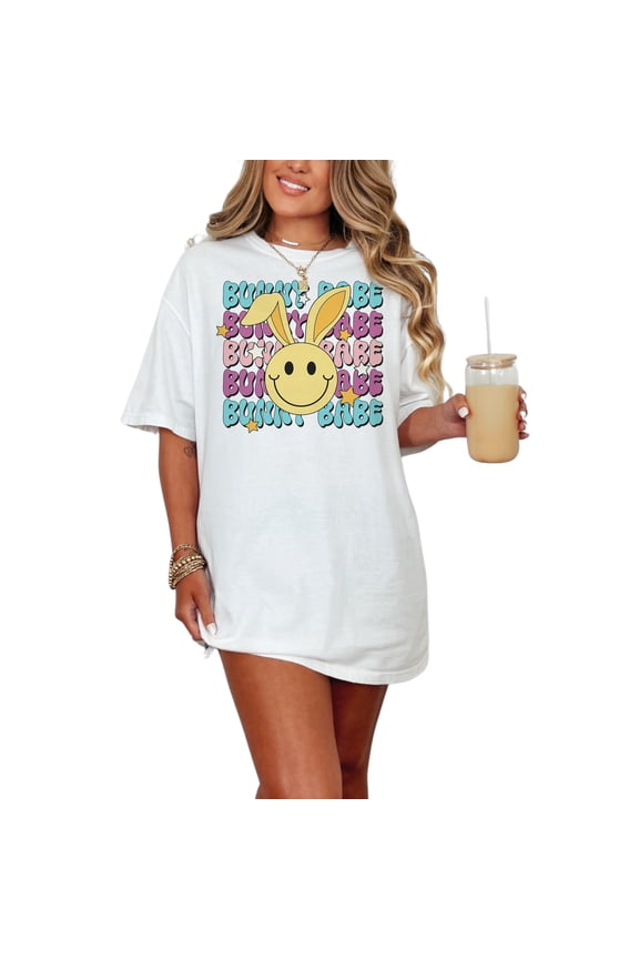 Bunny Babe, Retro Easter Sunday Rabbit Art Favor, Souvenir or, White Comfort Colors T-Shirt, 3XL