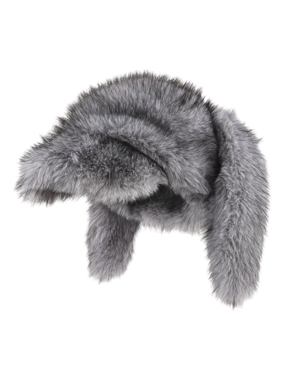Bunny Baseball Cap,Hip-hop Long Rabbit Ears Hats,Cute Hat Plush Cap,Winter Warm Ear Protection Y2K Woman's Bunnies Baseball Cap (Gray)