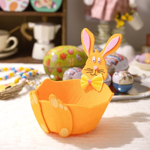 Bunny Basket Small Easter Candy Buckets For Reusable Storage Holiday Egg Hunt Bags Nursery Decor In Green Yellow Orange