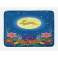 thumbnail image 1 of Bunny Bath Mat, Dreamy Illustration of a Rabbit Silhouette up in the Night Sky Moon and Flowers, Plush Bathroom Decor Mat with Non Slip Backing, 29.5" X 17.5", Multicolor, by Ambesonne, 1 of 2