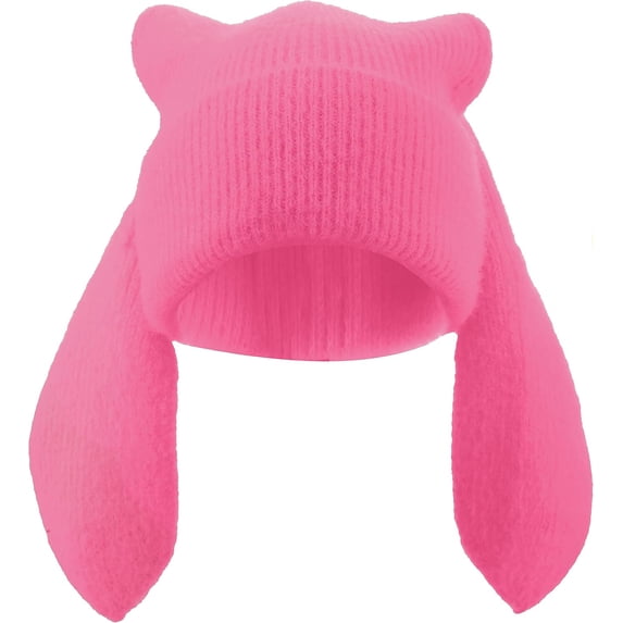 Bunny Beanie Hats for Women Cute Rabbit Beanie Crochet Hats Winter Cap Warm Skull Cap Outdoor Ski Slouchy