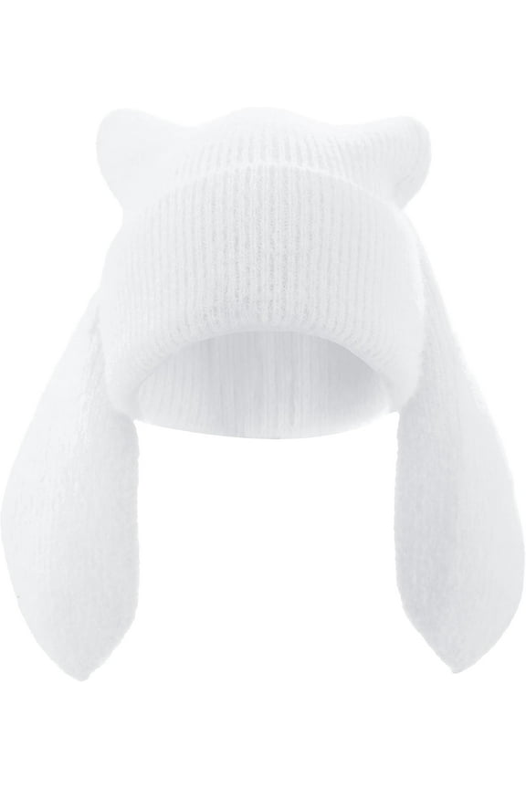 Bunny Beanie Hats for Women Cute Rabbit Beanie Crochet Hats Winter Cap Warm Skull Cap Outdoor Ski Slouchy