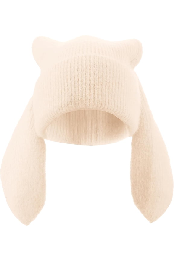 Bunny Beanie Hats for Women Cute Rabbit Beanie Crochet Hats Winter Cap Warm Skull Cap Outdoor Ski Slouchy