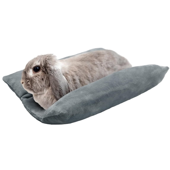 Bunny Bed for Rabbit Cage - Thickened Soft Prevent Sore Hocks Plush Mat with Cotton Lounger Pillows, Small Animal Flop Mat for Hutch Sleeping Indoor, Gray