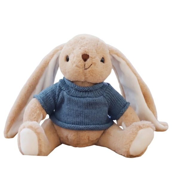 Bunny Bedtime Stuffed Animals Toys Plushies Soft Fluffy Cute Lifelike Animal Doll Plushie Toys Comfort for Kids Friends Birthday Easter Day Gifts Blue