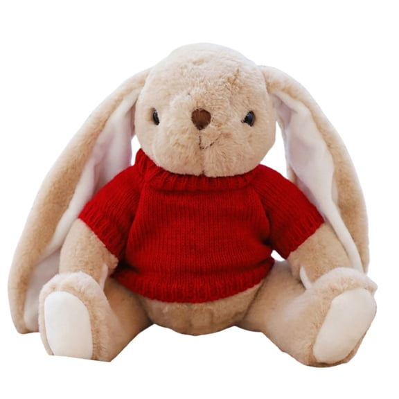 Bunny Bedtime Stuffed Animals Toys Soft Comfort Plushies Fluffy Cute Lifelike Animal Doll Plushie Toys Gifts for Kids Friends Birthday Easter Red