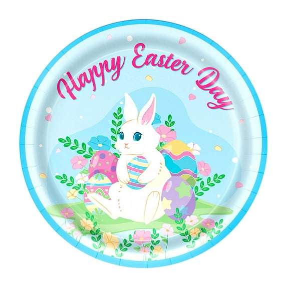 Bunny Birthday Decorations Tableware,Bunny Party Supplies,Paper Plate,Cup,Napkin,Tablecloth,Cutlery,Rabbit Bunny Party Decorations For Easter 1st 2nd Birthday,Serves 10