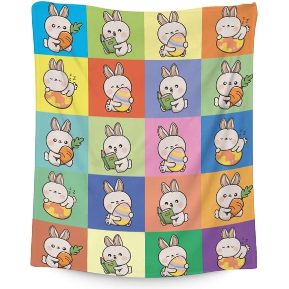 Bunny Blanket - Easter Soft Fuzzy Throw Blankets for Kids - 40"x50" Crib Size Blanket for Bed & Couch - Colorful Cute Throws Giftsd Sofa