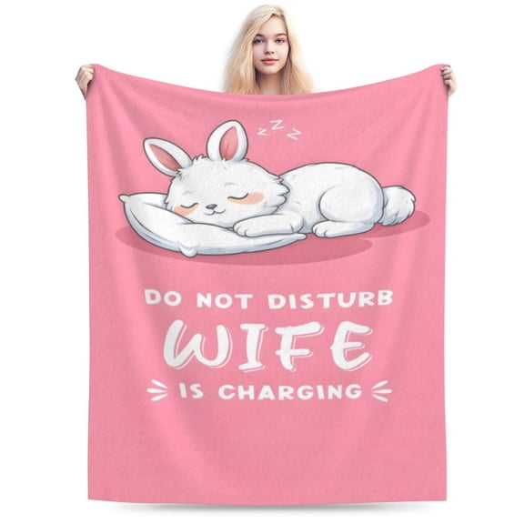 Bunny Blanket Gift Throw Blanket Cute Sleeping Rabbit Pattern Blanket Cozy Soft Home Decor Gift for Bunny Lovers Women Girls 50x40