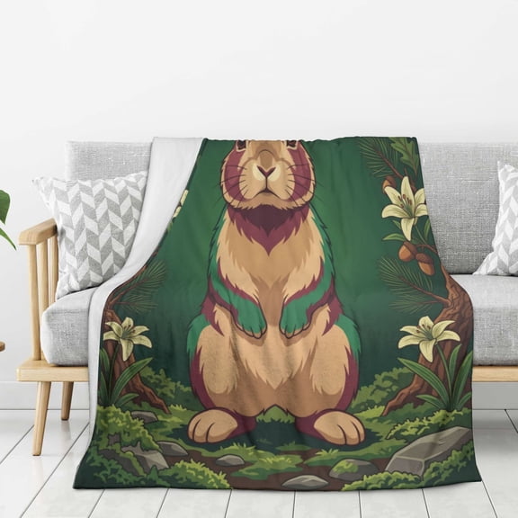 Bunny Blanket, Sofa Decor Rustic BunnyThrow, Cute Bunny Design, Soft Plush Flannel, Perfect Gift for Adults 50x40
