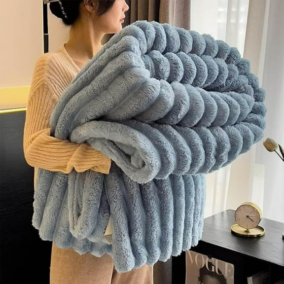 Bunny Blanket for Women, Faux Rabbit Fur Throw Blanket for Couch, Fluffy Warm Plush Thick Bubble Blanket for Bed Sofa Living Room, Soft Cozy Furry Blankets
