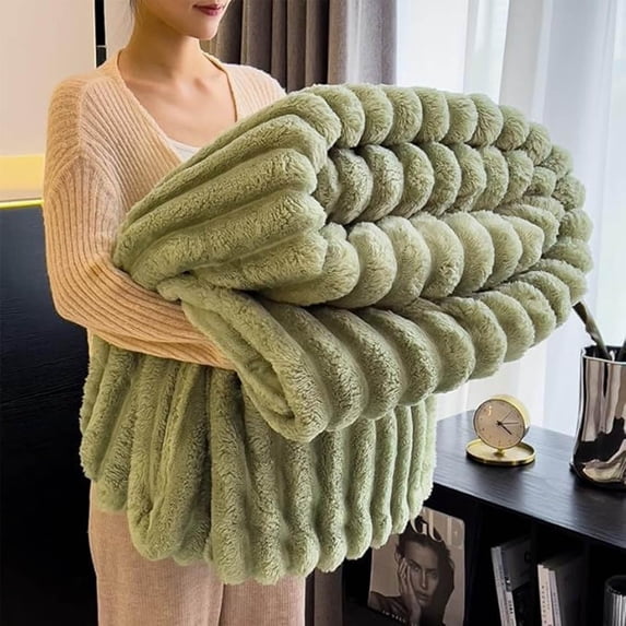 Bunny Blanket for Women, Faux Rabbit Fur Throw Blanket for Couch, Fluffy Warm Plush Thick Bubble Blanket for Bed Sofa Living Room, Soft Cozy Furry Blankets