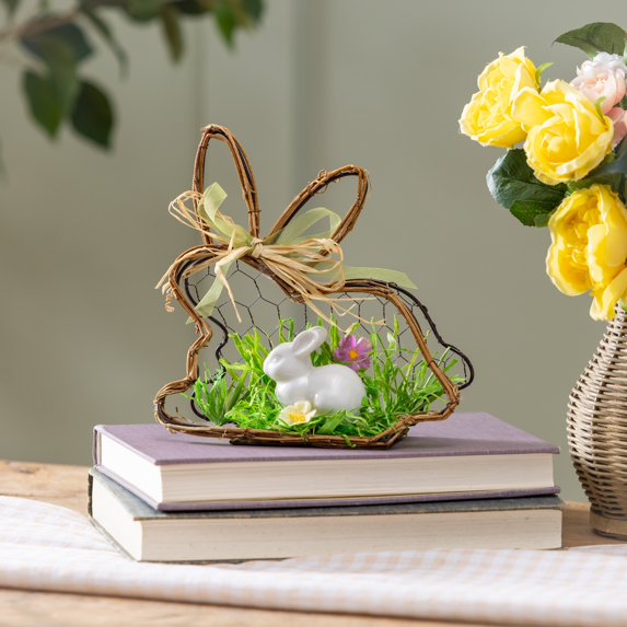Bunny Blooms Easter Egg Shaped Coir Mat
