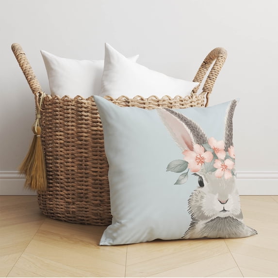Bunny Blue Throw Pillow