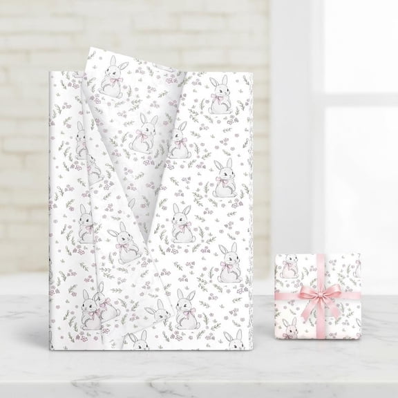 Bunny Bow Tissue Paper, Gift Wrapping Paper Pastel Color Art Tissue for Easter Wedding Birthday Party Decor
