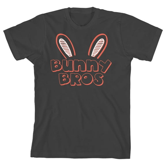 Bunny Bros Sketch Bunny Ears Crew Neck Short Sleeve Charcoal Boy's T-shirt-Medium