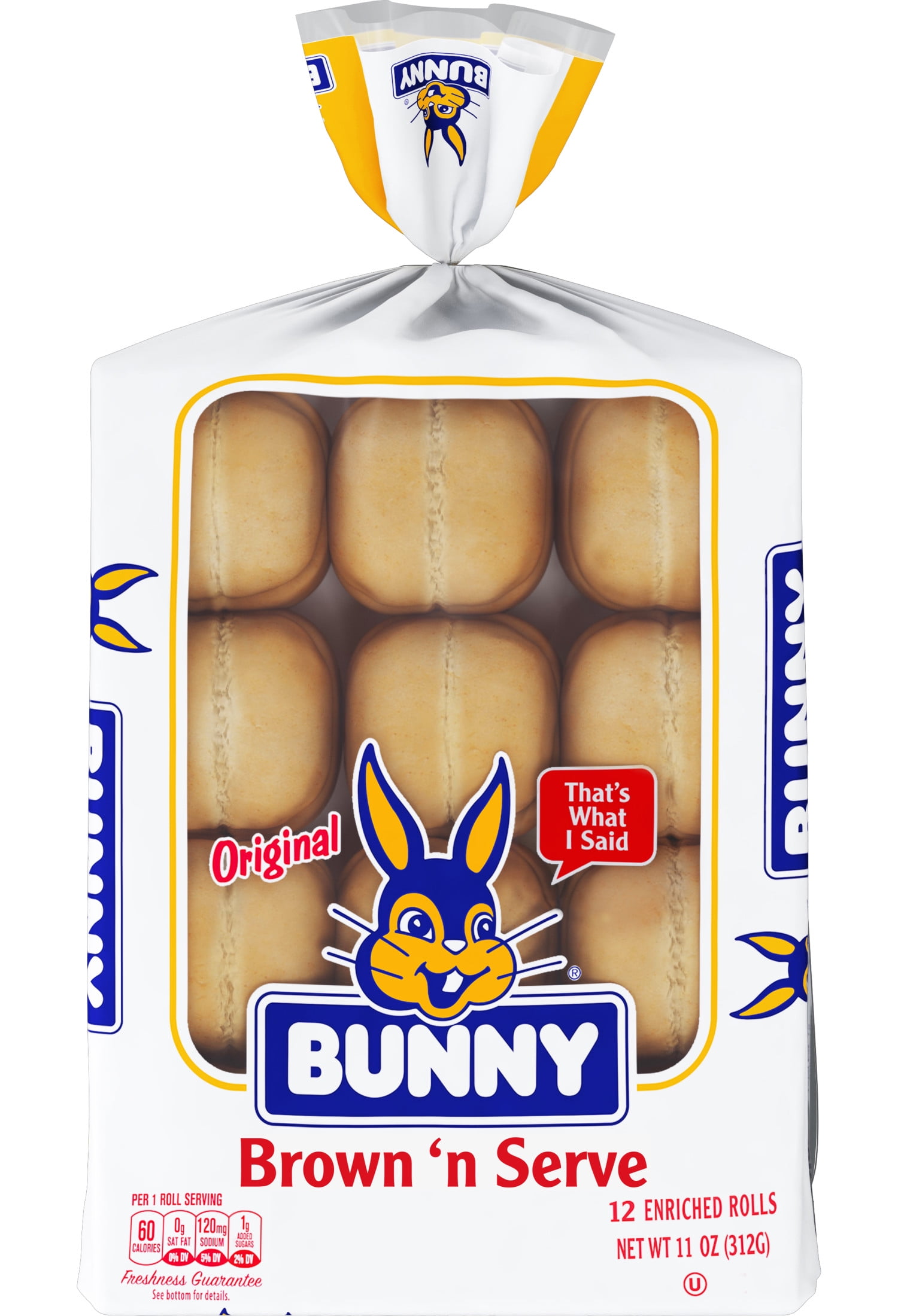 Bunny Brown 'n Serve Rolls, 11 oz, 12 Count