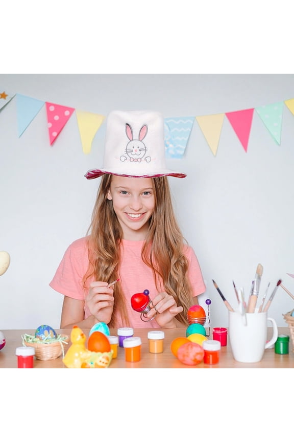 Bunny Bucket Hats,Easter Bunny Hats for Kids,Unisex Summer Travel Beach Fisherman Cap for Men Women Teens ,Top Hat with Bunny ,Easter Party Hat Velvet Bunny Top Hat ,Dress Up Costume Headwear